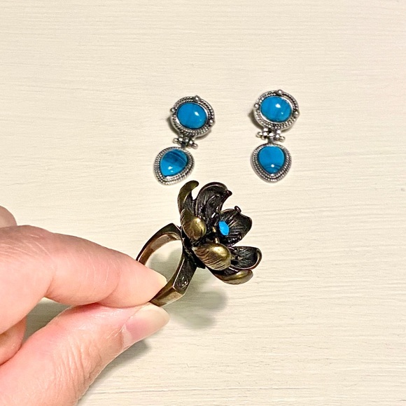 lucky brand ring and turquoise earrings - Picture 3 of 8